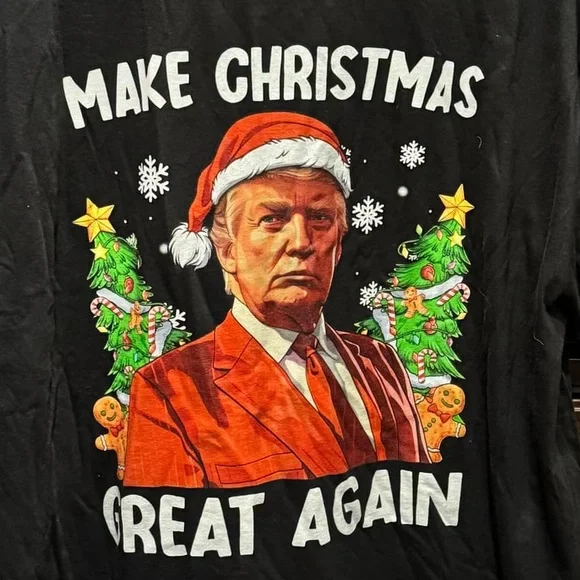 Trump hand crafted Black Christmas Graphic T-Shirt 2XL like new - Picture 3 of 4